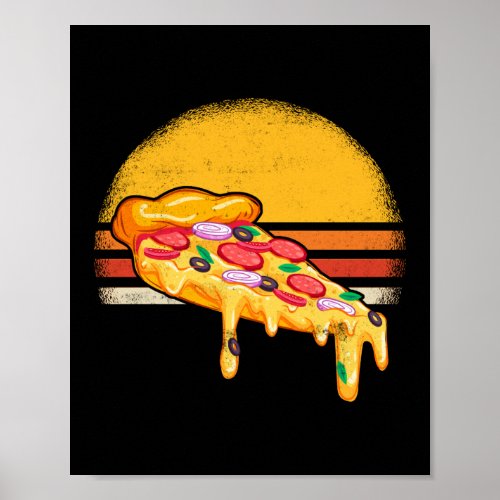 Retro Vintage Pizza Sunset Poster