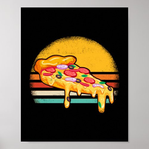 Retro Vintage Pizza Sunset Poster