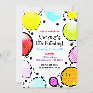 Retro Vintage Pop Art Comic Balloons Birthday Invitation