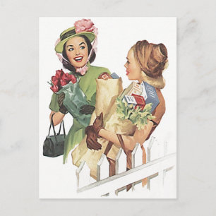 Retro Vintage Postcard Shower Neighbors Friends PC