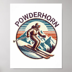 Retro Vintage Powderhorn Colorado Ski Resort Winte Poster