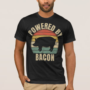 Retro Vintage Powered By Bacon BBQ   BBQ Lovers T-Shirt