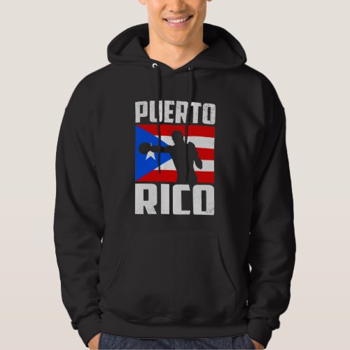 Retro Vintage Puerto Rico Flag Boxing Hoodie