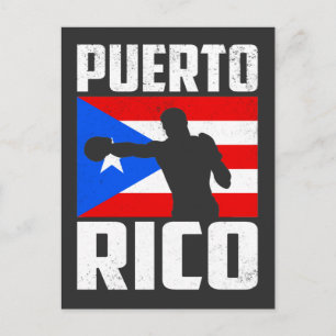 Retro Vintage Puerto Rico Flag Boxing Postcard