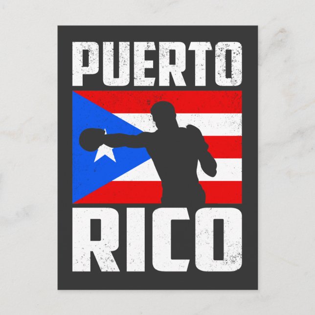 Retro Vintage Puerto Rico Flag Boxing Postcard (Front)