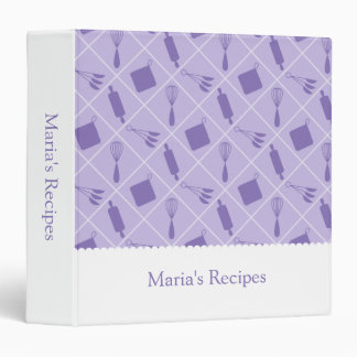 Retro Vintage Purple Utensils Recipe Binder