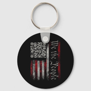 Retro Vintage Qr American Flag Funny Trump Dance C Keychain