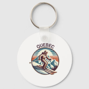 Retro Vintage Quebec Canada Ski Resort Winter Skii Keychain