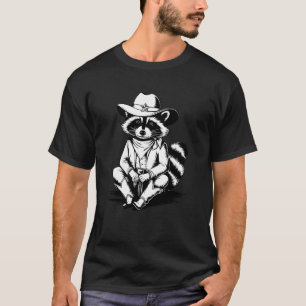 Retro Vintage Raccoon Cowboy Trash Panda Western C T-Shirt