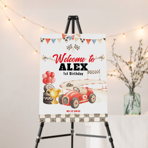 Retro Vintage Race Car Welcome Birthday Foam Board