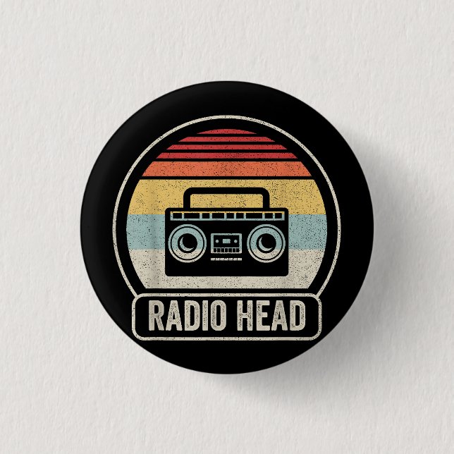 Retro Vintage Radio Head Button (Front)