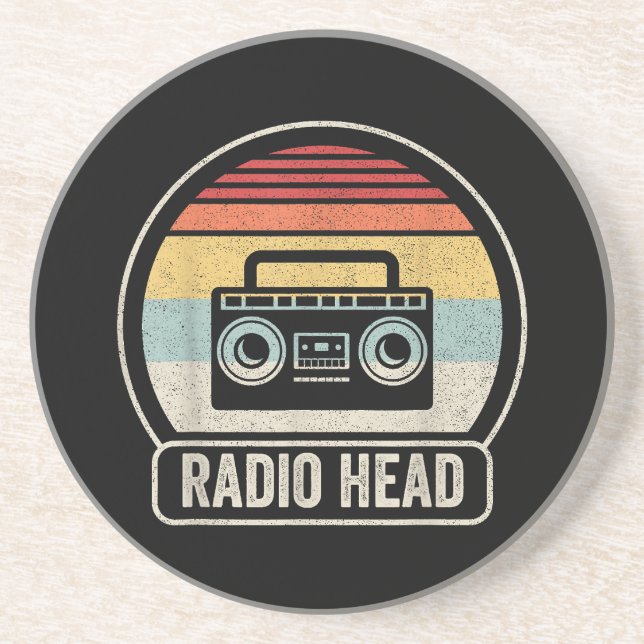 Retro Vintage Radio Head Coaster (Front)
