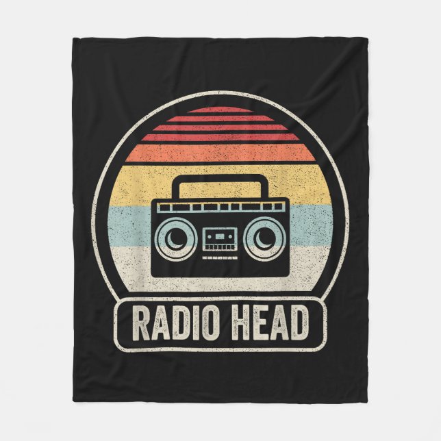 Retro Vintage Radio Head Fleece Blanket (Front)