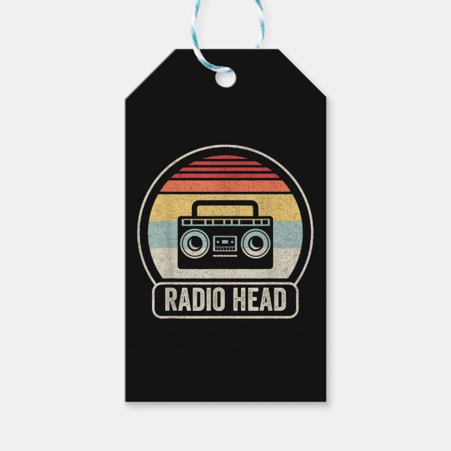 Retro Vintage Radio Head Gift Tags (Front)