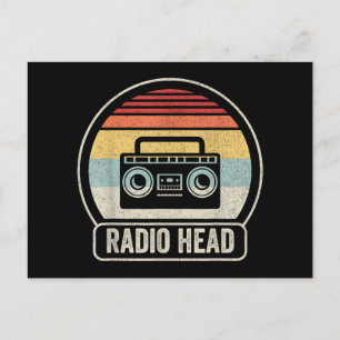 Retro Vintage Radio Head Holiday Postcard