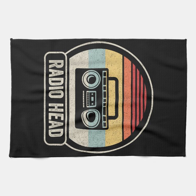 Retro Vintage Radio Head Kitchen Towel (Horizontal)