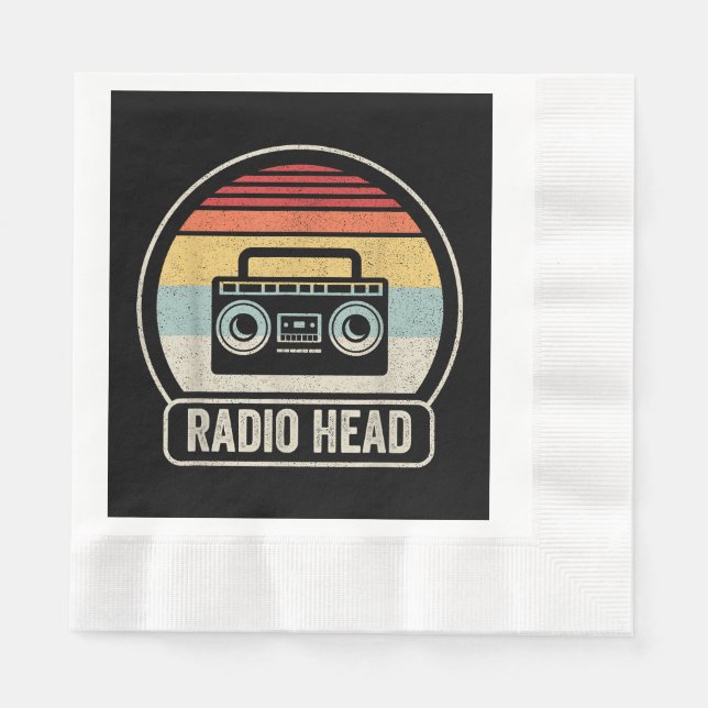 Retro Vintage Radio Head Napkins (Front)