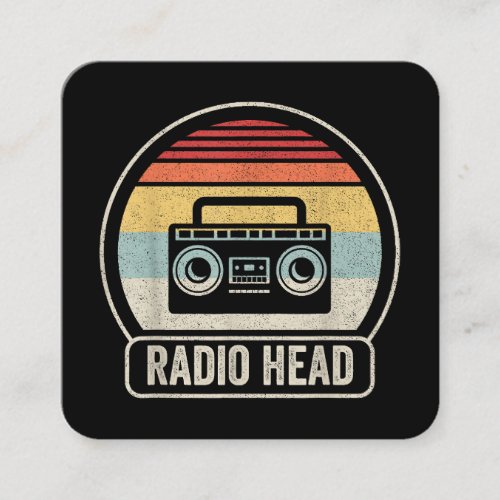 Retro Vintage Radio Head Square Business Card