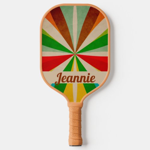 Retro Vintage Rainbow Personalized Name Pickleball Paddle