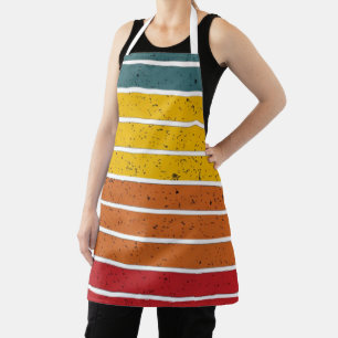 Retro vintage rainbow sunset stripes apron