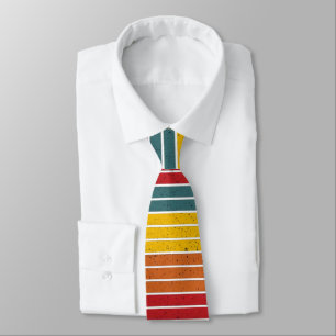 Retro vintage rainbow sunset stripes neck tie
