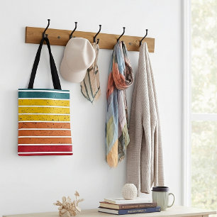 Retro vintage rainbow sunset stripes tote bag