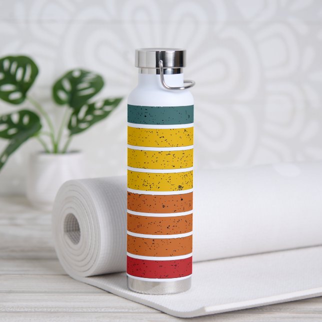 Retro vintage rainbow sunset stripes  water bottle (Yoga)