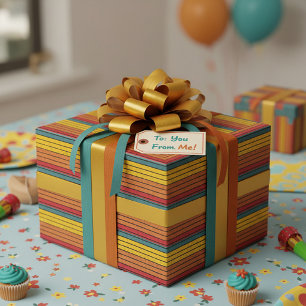 Retro vintage rainbow sunset stripes wrapping paper