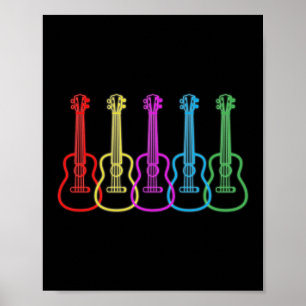 Retro Vintage Rainbow Ukulele Player Hawaiian Poster