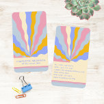 Retro Vintage Rays Abstract Trendy Name Business Card<br><div class="desc">Retro Vintage Rays Abstract Trendy Name Business Cards features a retro rays in shades of yellow,  blue and pink with an overlay of your name and company or designation on the front. On the reverse is your personalized contact details. Designed by © Evco Studio www.zazzle.com/store/evcostudio</div>