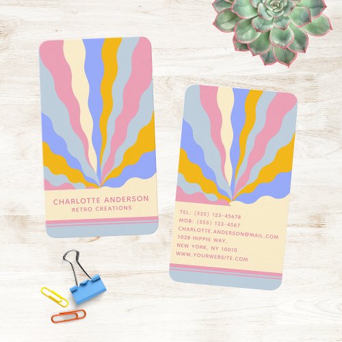 Retro Vintage Rays Abstract Trendy Name Business Card