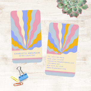 Retro Vintage Rays Abstract Trendy Name Business Card