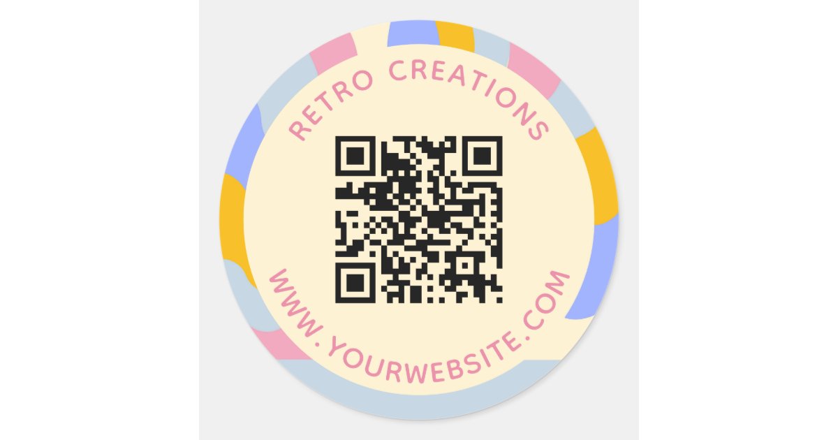 Retro Qr Code Retro Vintage Rays QR Code Abstract Business Classic Round Sticker | Zazzle