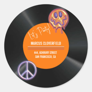 Retro Vintage Record 50th Birthday Party Classic Round Sticker