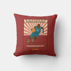 Retro Vintage Red Basketballer Throw Pillow
