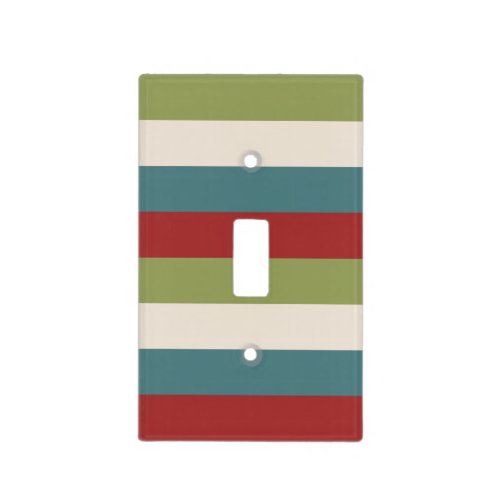 Retro Vintage Red Blue Green Stripe Pattern Light Switch Cover