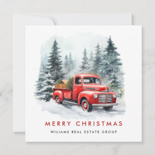 Retro Vintage Red Farm Truck Christmas Corporate Holiday Card