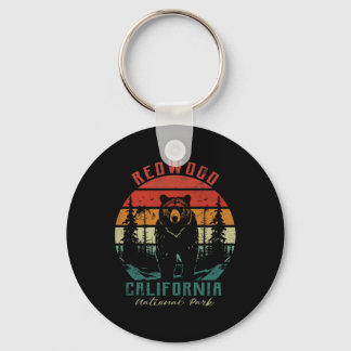 Retro Vintage Redwood National Park For Kids Hikin Keychain