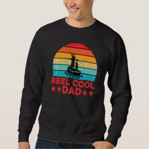 Retro Vintage Reel Cool Dad Fishing  Fisherman Sweatshirt