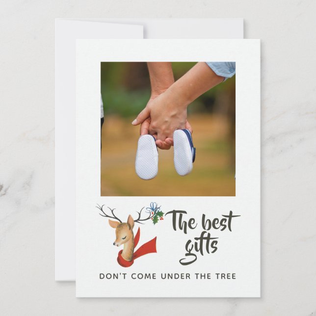 Retro Vintage Reindeer Christmas Baby Expecting Announcement (Front)
