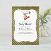 Retro Vintage Reindeer Christmas Baby Shower Invitation (Standing Front)