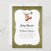 Retro Vintage Reindeer Christmas Baby Shower Invitation (Front)