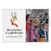Retro Vintage Reindeer Christmas Family Photo (Front Horizontal)
