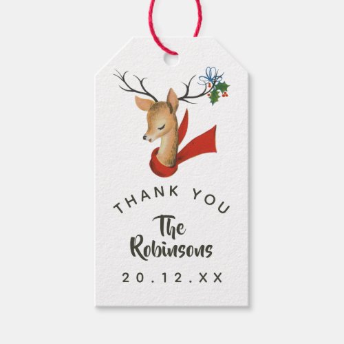 Retro Vintage Reindeer Christmas Gift Tags