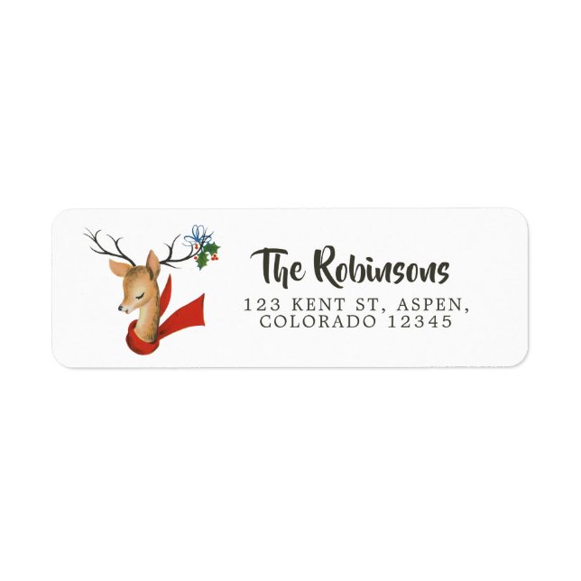 Retro Vintage Reindeer Christmas Label (Front)