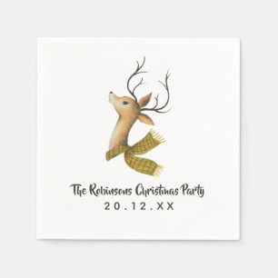 Retro Vintage Reindeer Christmas Party Napkins