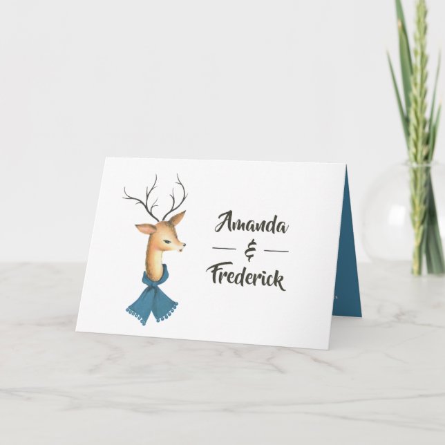 Retro Vintage Reindeer Christmas Wedding Program (Front)