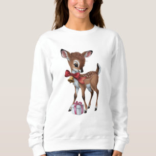 Retro Vintage Reindeer Pink Christmas Baby Deer Sweatshirt