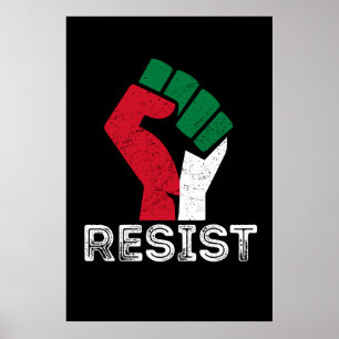 Retro Vintage Resist Palestine fist flag Freedom Poster