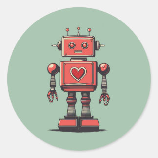 Retro Vintage Robot Classic Round Sticker